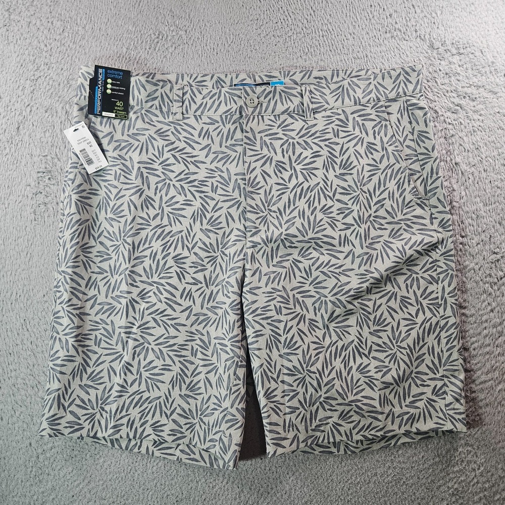 NWT Roundtree & Yorke Performance Shorts Men 40 x 9 Straight Fit Leaf Gray Comfy